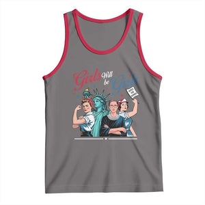Girl Will be Girls Patriotic Feminist 4th of July Tank Top TS11 Deep Heather Red Print Your Wear