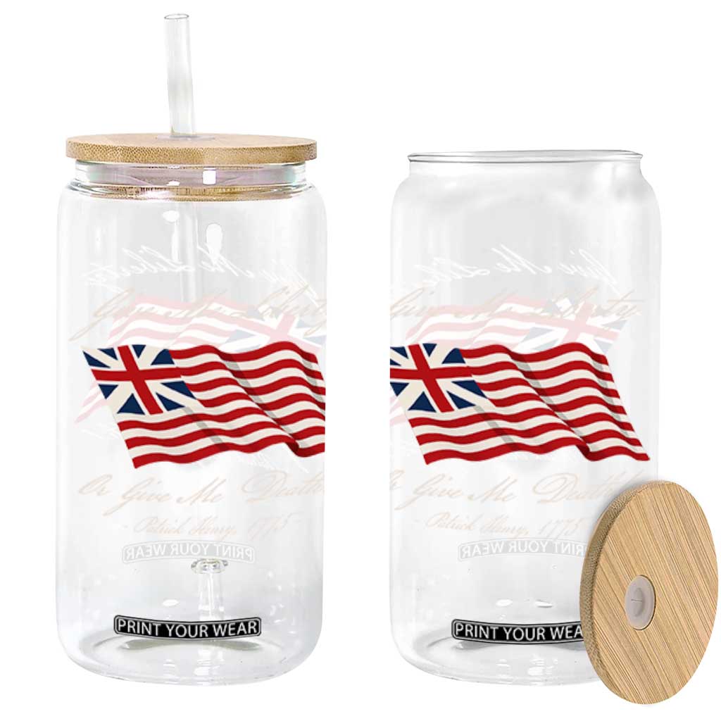 Give Me Liberty Or Give Me Death Patrick Henry Glass Can Vintage Grand Union Flag TS11 Black Print Your Wear