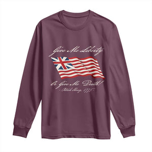 Give Me Liberty Or Give Me Death Patrick Henry Long Sleeve Shirt Vintage Grand Union Flag TS11 Maroon Print Your Wear
