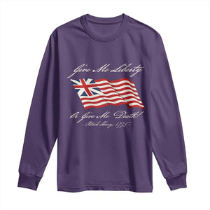Give Me Liberty Or Give Me Death Patrick Henry Long Sleeve Shirt Vintage Grand Union Flag TS11 Purple Print Your Wear