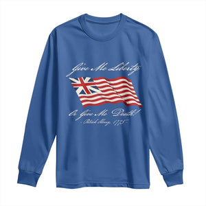Give Me Liberty Or Give Me Death Patrick Henry Long Sleeve Shirt Vintage Grand Union Flag TS11 Royal Blue Print Your Wear