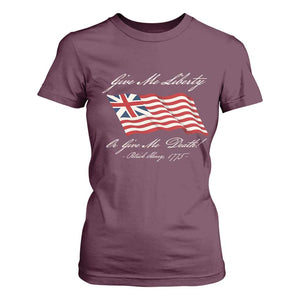 Give Me Liberty Or Give Me Death Patrick Henry T Shirt For Women Vintage Grand Union Flag TS11 Maroon Print Your Wear