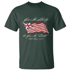 Give Me Liberty Or Give Me Death Patrick Henry T Shirt Vintage Grand Union Flag TS11 Dark Forest Green Print Your Wear