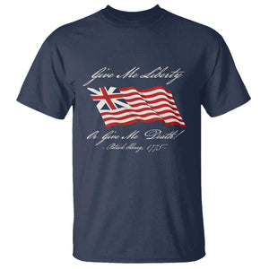 Give Me Liberty Or Give Me Death Patrick Henry T Shirt Vintage Grand Union Flag TS11 Navy Print Your Wear