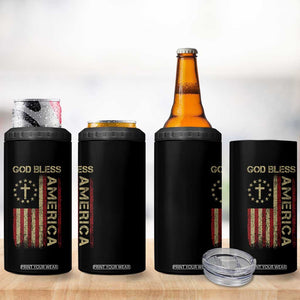 God Bless America 4 in 1 Can Cooler Tumbler American Flag 4th Of July Patriotic Christian TS10 Print Your Wear