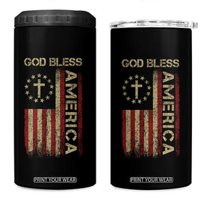 God Bless America 4 in 1 Can Cooler Tumbler American Flag 4th Of July Patriotic Christian TS10 One Size: 16 oz Black Print Your Wear