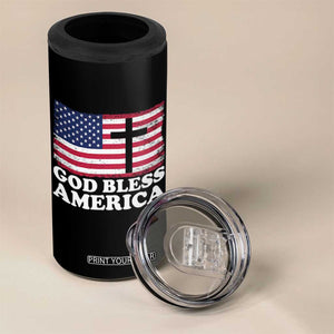 God Bless America 4 in 1 Can Cooler Tumbler Cross USA Flag Patriotic 4th of July Christian TS10 Print Your Wear