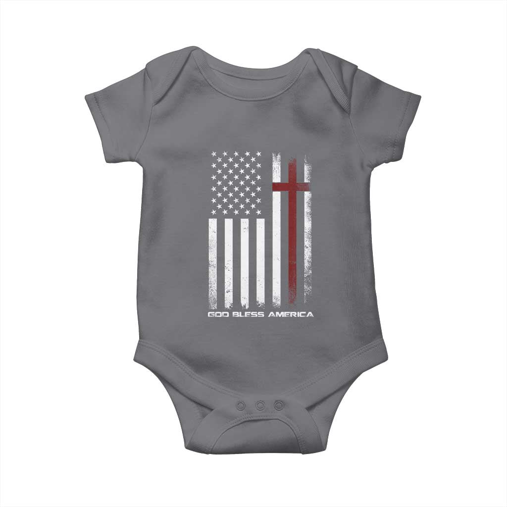 God Bless America Baby Onesie America Pride USA US Flag Patriotic 4th of July TS10 Charcoal Print Your Wear
