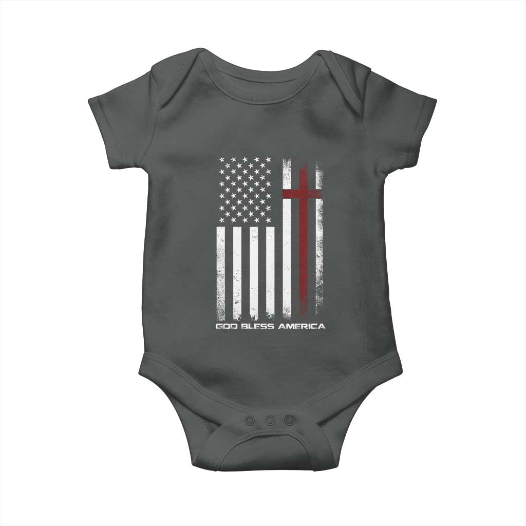 God Bless America Baby Onesie America Pride USA US Flag Patriotic 4th of July TS10 Dark Heather Print Your Wear
