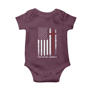 God Bless America Baby Onesie America Pride USA US Flag Patriotic 4th of July TS10 Maroon Print Your Wear