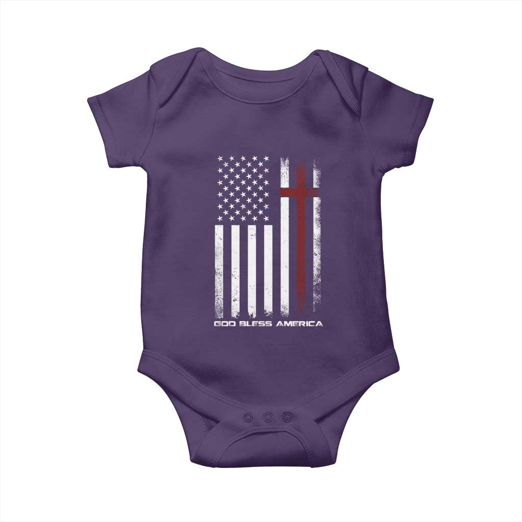 God Bless America Baby Onesie America Pride USA US Flag Patriotic 4th of July TS10 Purple Print Your Wear
