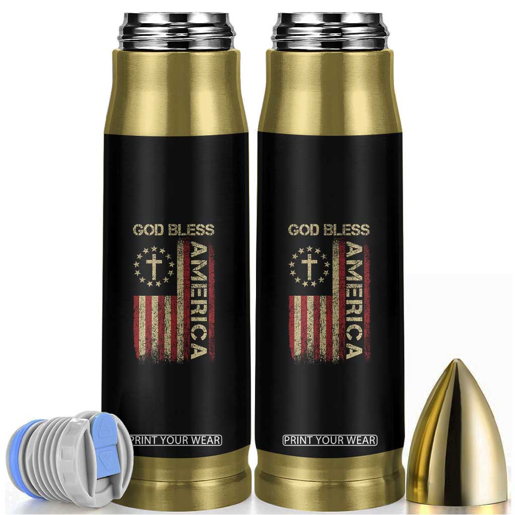 God Bless America Bullet Tumbler American Flag 4th Of July Patriotic Christian TS10 Black Print Your Wear