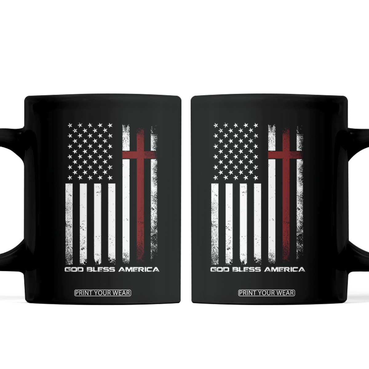 God Bless America Coffee Mug America Pride USA US Flag Patriotic 4th of July TS10 Black Print Your Wear