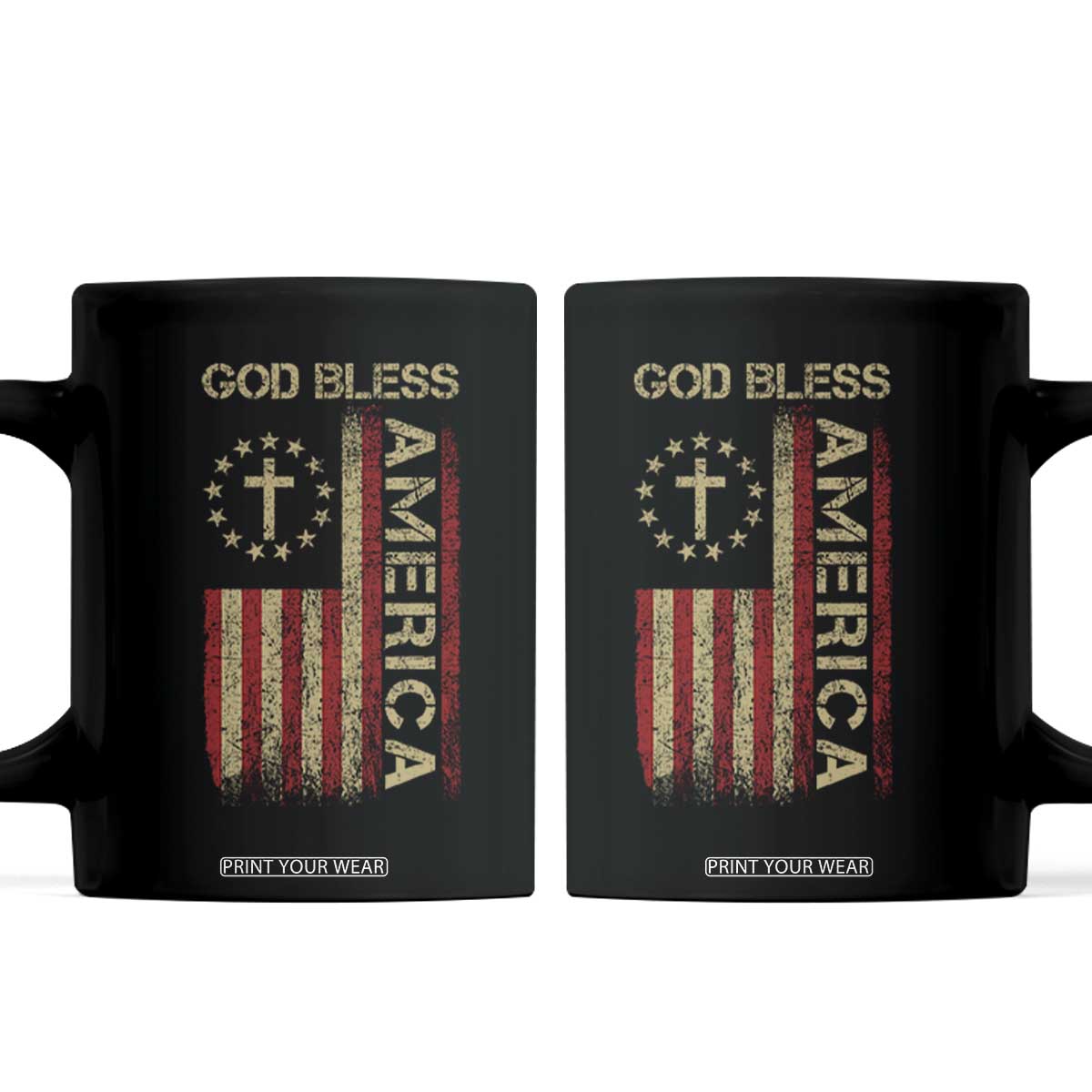 God Bless America Coffee Mug American Flag 4th Of July Patriotic Christian TS10 Black Print Your Wear