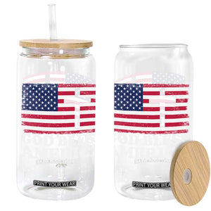God Bless America Glass Can Cross USA Flag Patriotic 4th of July Christian TS10 Black Print Your Wear