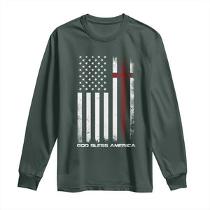 God Bless America Long Sleeve Shirt America Pride USA US Flag Patriotic 4th of July TS10 Dark Forest Green Print Your Wear