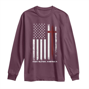 God Bless America Long Sleeve Shirt America Pride USA US Flag Patriotic 4th of July TS10 Maroon Print Your Wear