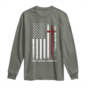God Bless America Long Sleeve Shirt America Pride USA US Flag Patriotic 4th of July TS10 Military Green Print Your Wear