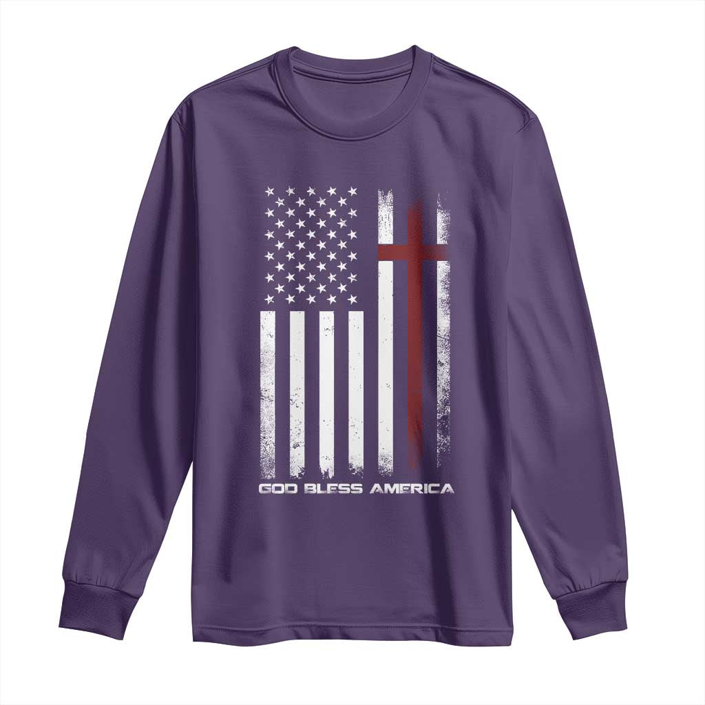 God Bless America Long Sleeve Shirt America Pride USA US Flag Patriotic 4th of July TS10 Purple Print Your Wear