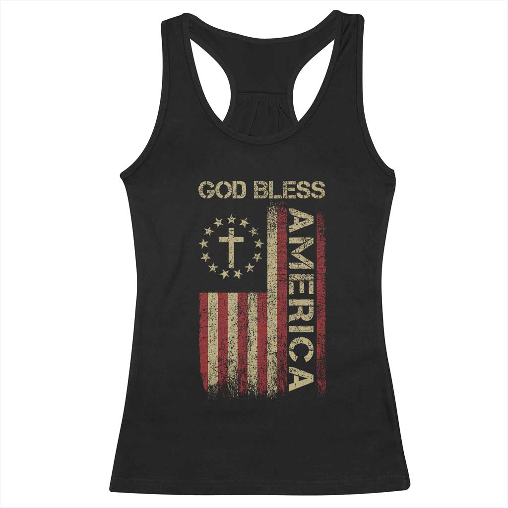 God Bless America Racerback Tank Top American Flag 4th Of July Patriotic Christian TS10 Black Print Your Wear