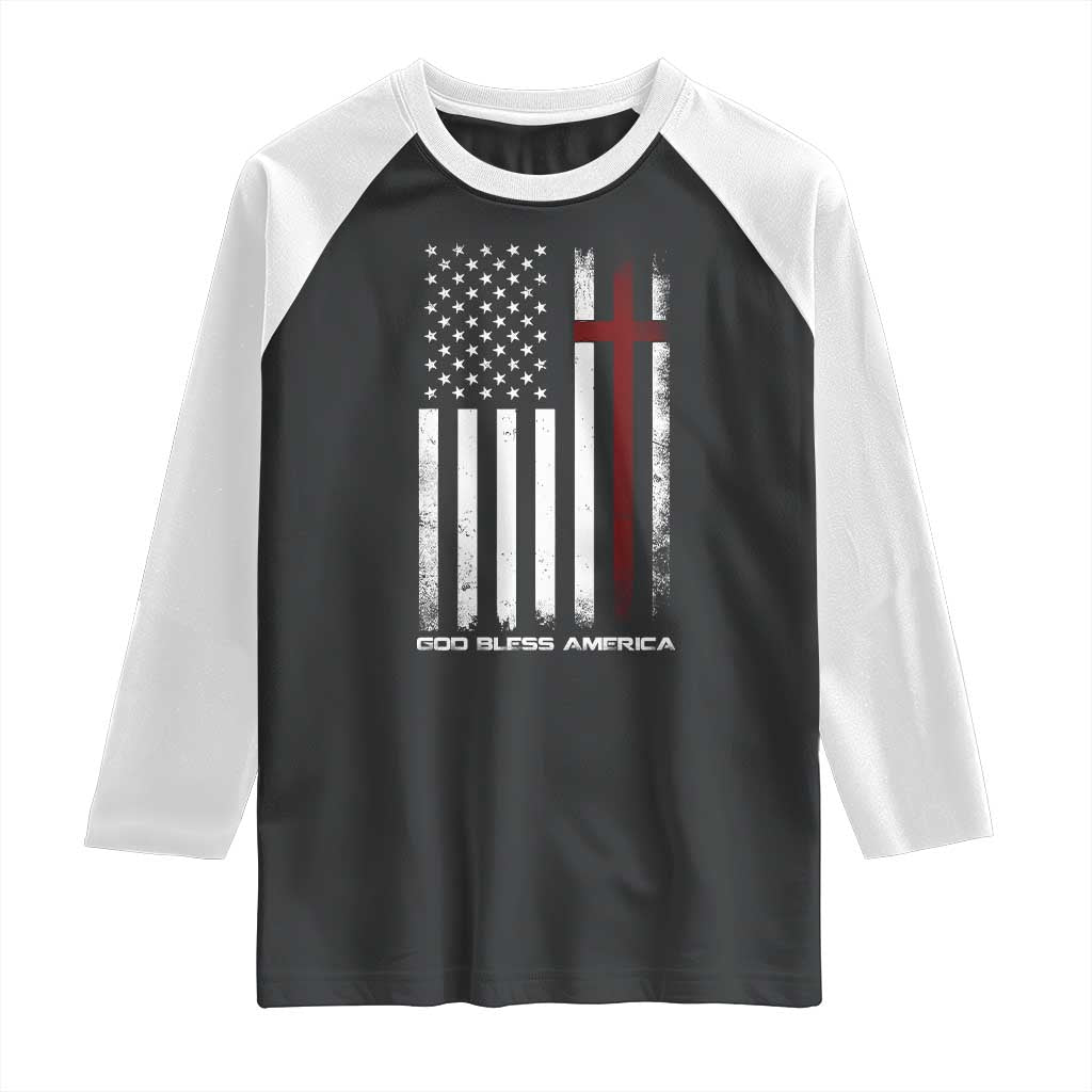 God Bless America Raglan Shirt America Pride USA US Flag Patriotic 4th of July TS10 Black White Print Your Wear