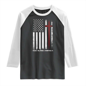 God Bless America Raglan Shirt America Pride USA US Flag Patriotic 4th of July TS10 Black White Print Your Wear