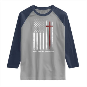 God Bless America Raglan Shirt America Pride USA US Flag Patriotic 4th of July TS10 Sport Gray Navy Print Your Wear