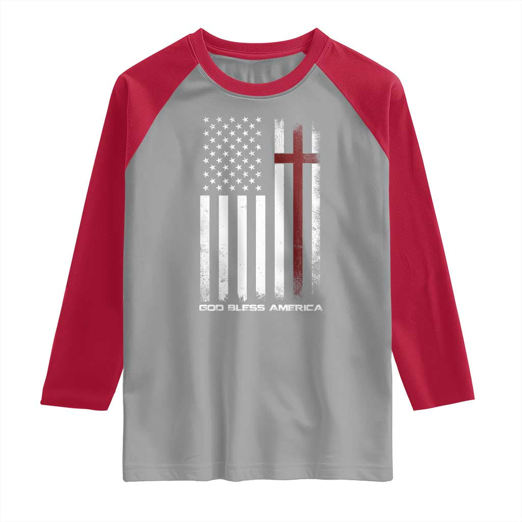 God Bless America Raglan Shirt America Pride USA US Flag Patriotic 4th of July TS10 Sport Gray Red Print Your Wear