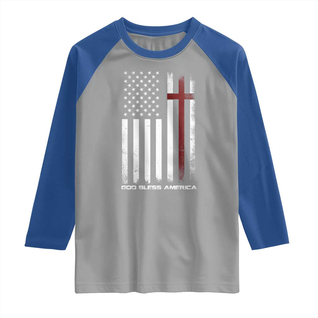 God Bless America Raglan Shirt America Pride USA US Flag Patriotic 4th of July TS10 Sport Gray Royal Print Your Wear