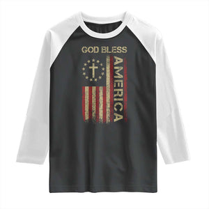 God Bless America Raglan Shirt American Flag 4th Of July Patriotic Christian TS10 Black White Print Your Wear