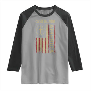God Bless America Raglan Shirt American Flag 4th Of July Patriotic Christian TS10 Sport Gray Black Print Your Wear