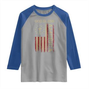 God Bless America Raglan Shirt American Flag 4th Of July Patriotic Christian TS10 Sport Gray Royal Print Your Wear