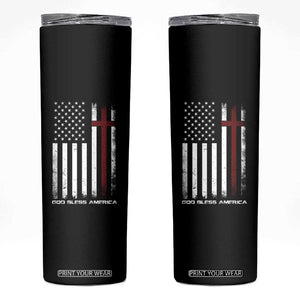 God Bless America Skinny Tumbler America Pride USA US Flag Patriotic 4th of July TS10 Black Print Your Wear