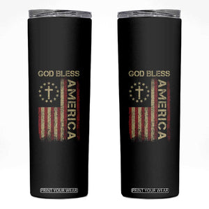 God Bless America Skinny Tumbler American Flag 4th Of July Patriotic Christian TS10 Black Print Your Wear