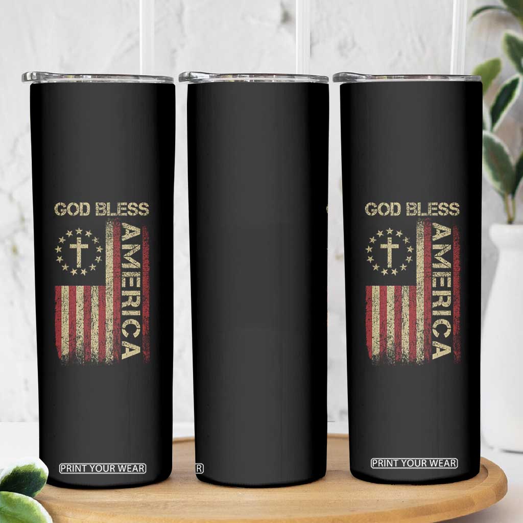 God Bless America Skinny Tumbler American Flag 4th Of July Patriotic Christian TS10 Print Your Wear
