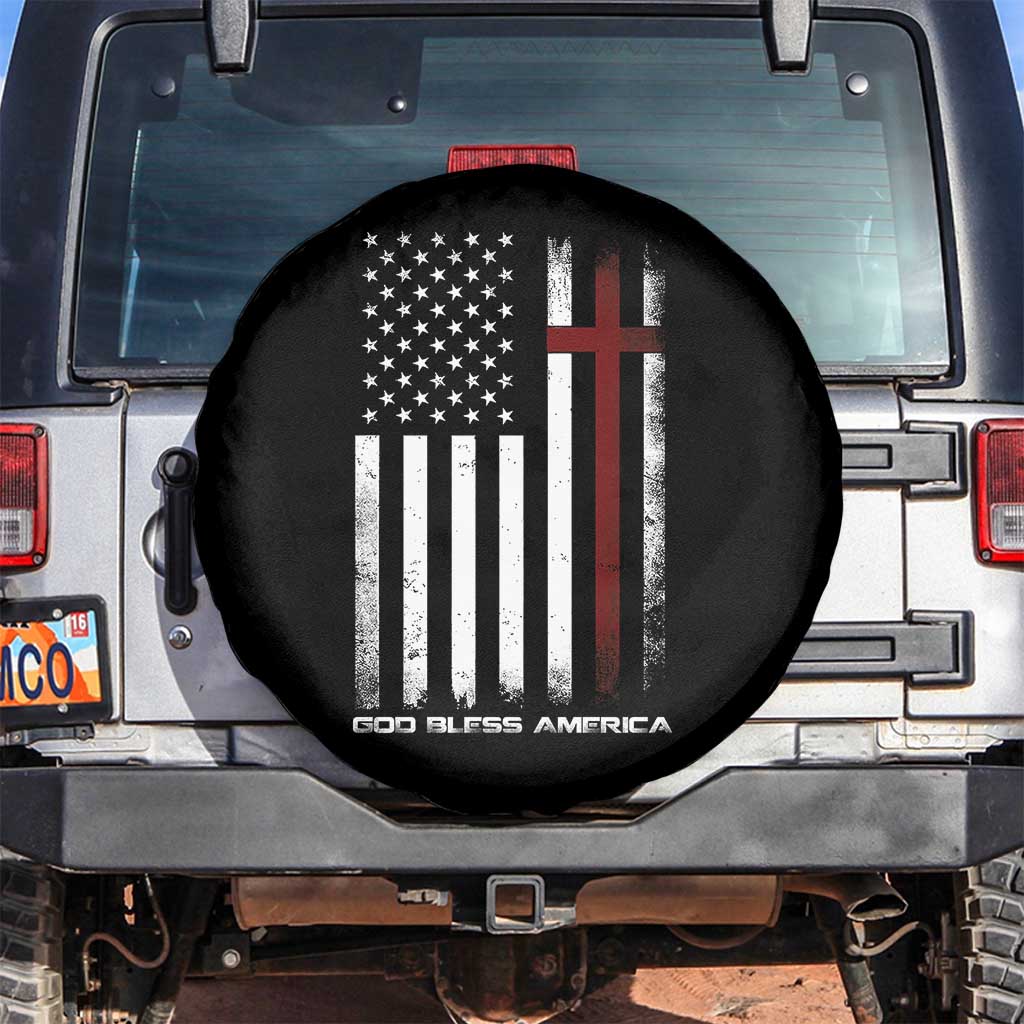 God Bless America Spare Tire Cover America Pride USA US Flag Patriotic 4th of July TS10 No hole Black Print Your Wear
