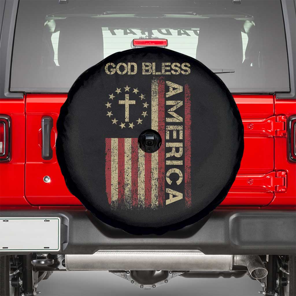 God Bless America Spare Tire Cover American Flag 4th Of July Patriotic Christian TS10 Black Print Your Wear
