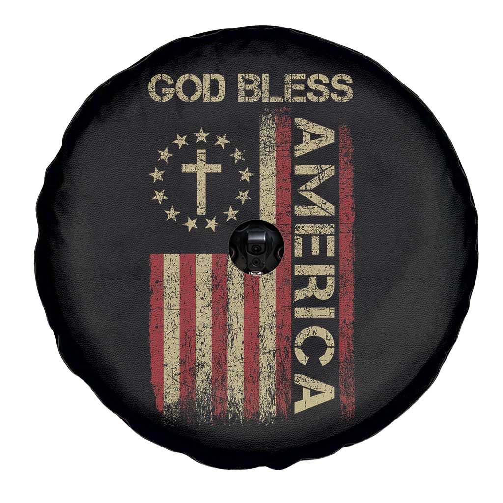 God Bless America Spare Tire Cover American Flag 4th Of July Patriotic Christian TS10 Print Your Wear