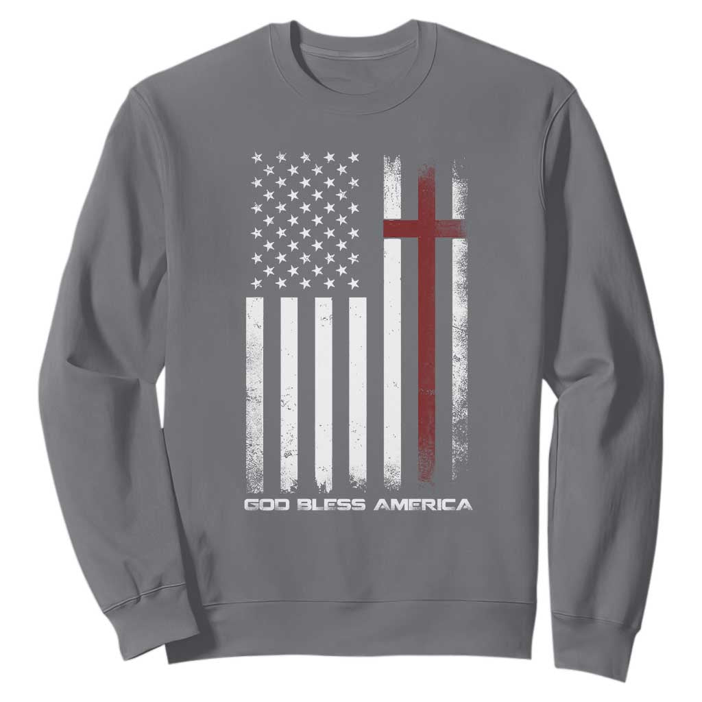 God Bless America Sweatshirt America Pride USA US Flag Patriotic 4th of July TS10 Charcoal Print Your Wear