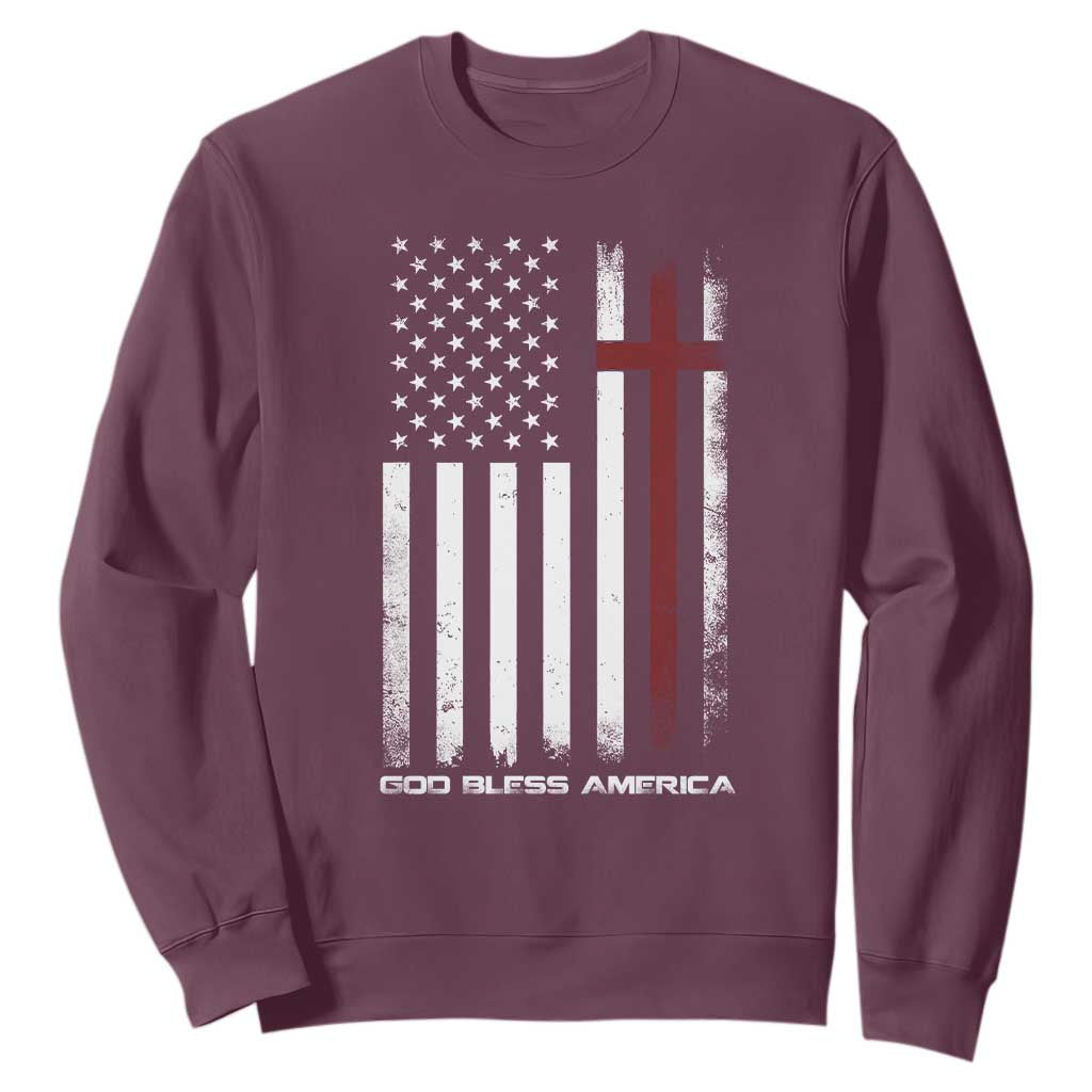 God Bless America Sweatshirt America Pride USA US Flag Patriotic 4th of July TS10 Maroon Print Your Wear