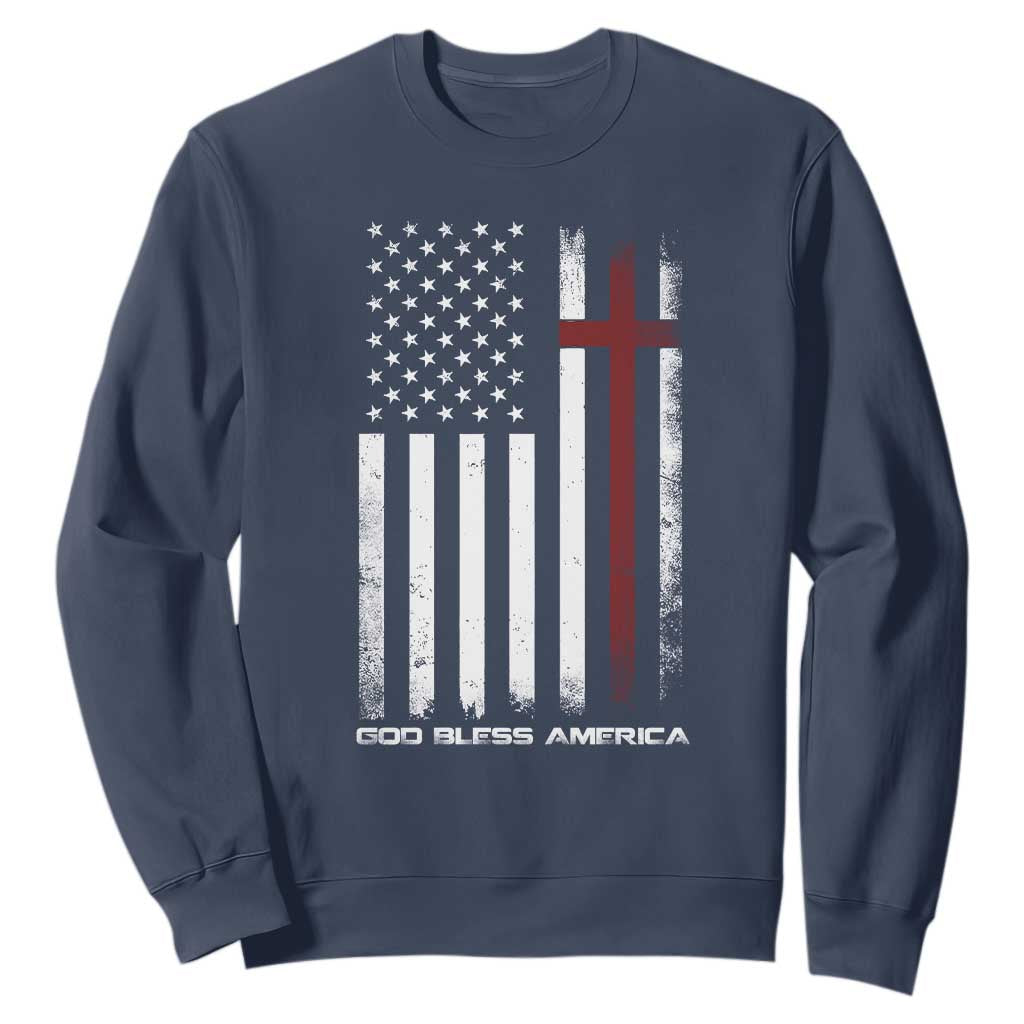 God Bless America Sweatshirt America Pride USA US Flag Patriotic 4th of July TS10 Navy Print Your Wear