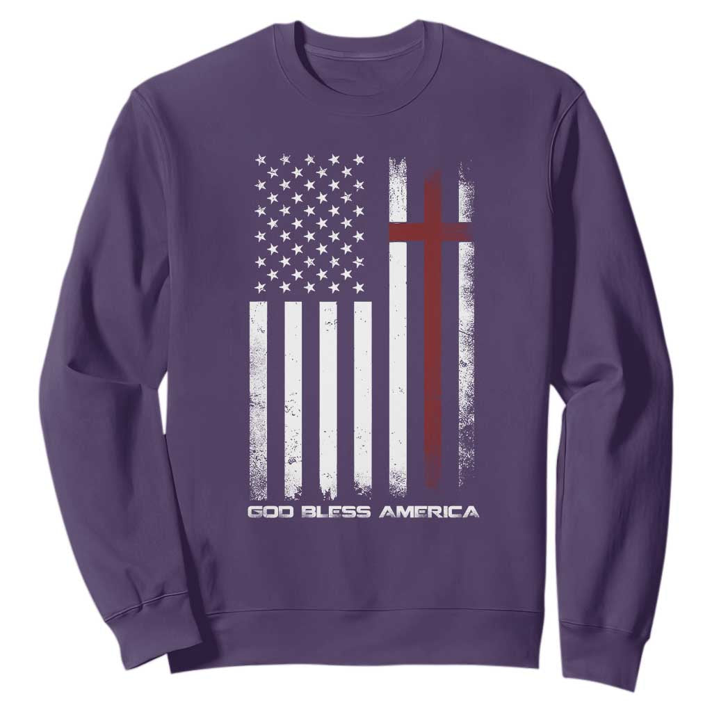 God Bless America Sweatshirt America Pride USA US Flag Patriotic 4th of July TS10 Purple Print Your Wear