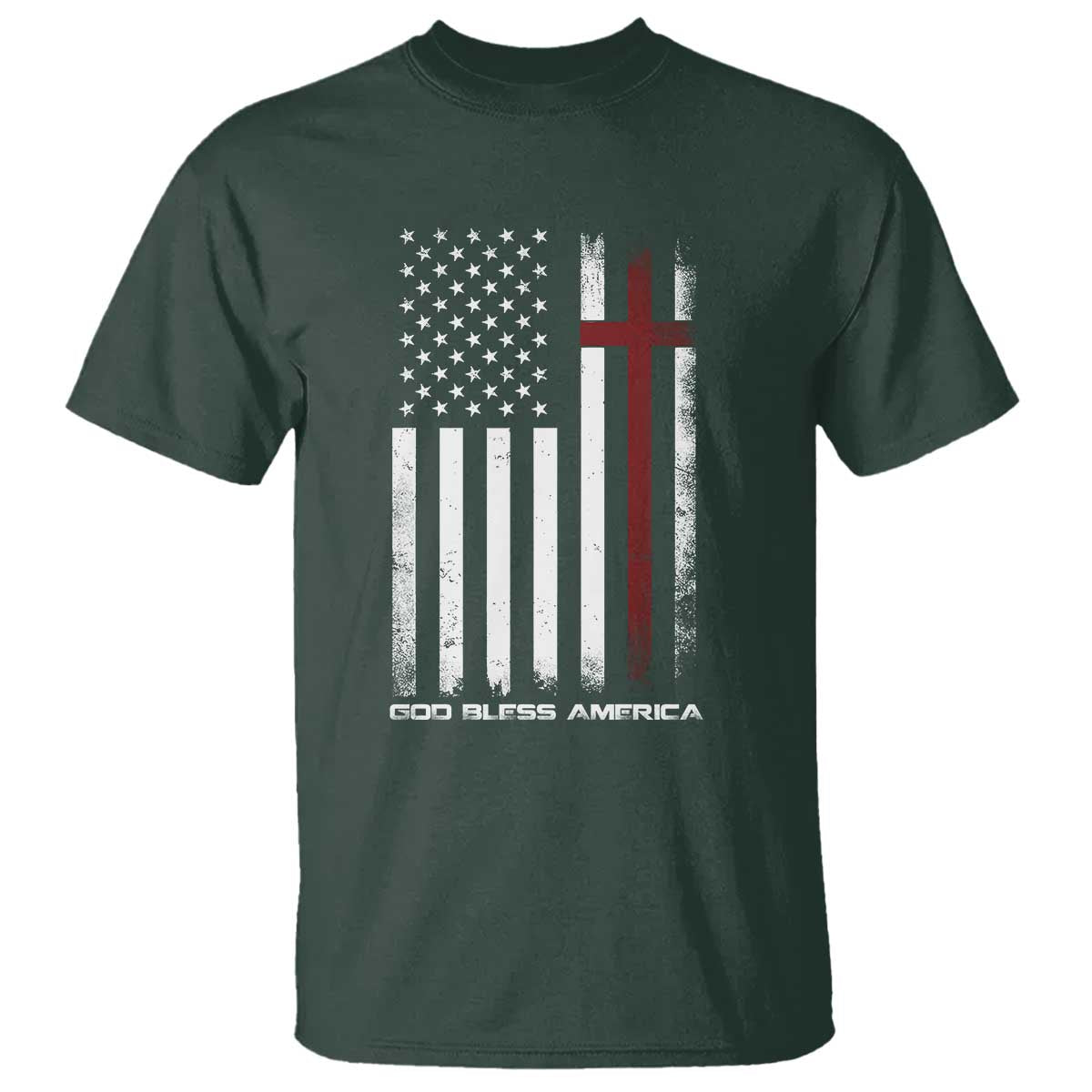 God Bless America T Shirt America Pride USA US Flag Patriotic 4th of July TS10 Dark Forest Green Print Your Wear