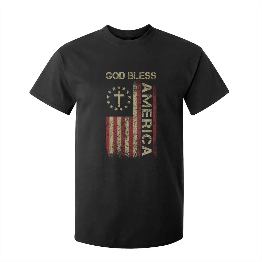 God Bless America T Shirt For Kid American Flag 4th Of July Patriotic Christian TS10 Black Print Your Wear