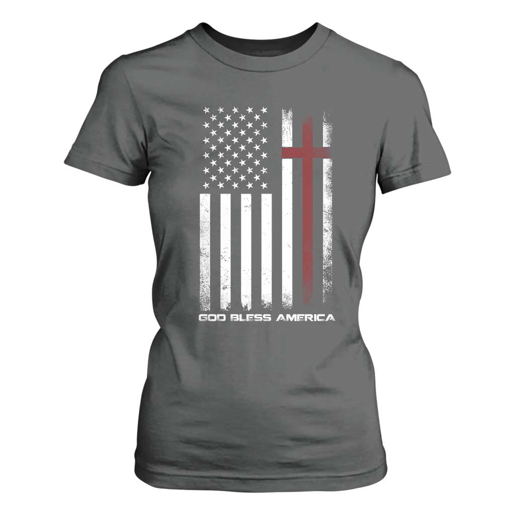 God Bless America T Shirt For Women America Pride USA US Flag Patriotic 4th of July TS10 Dark Heather Print Your Wear