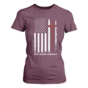 God Bless America T Shirt For Women America Pride USA US Flag Patriotic 4th of July TS10 Maroon Print Your Wear
