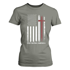 God Bless America T Shirt For Women America Pride USA US Flag Patriotic 4th of July TS10 Military Green Print Your Wear