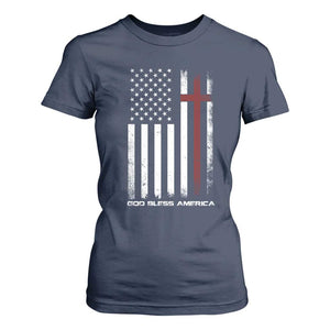 God Bless America T Shirt For Women America Pride USA US Flag Patriotic 4th of July TS10 Navy Print Your Wear