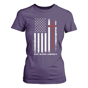 God Bless America T Shirt For Women America Pride USA US Flag Patriotic 4th of July TS10 Purple Print Your Wear
