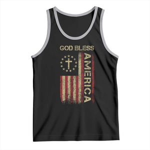 God Bless America Tank Top American Flag 4th Of July Patriotic Christian TS10 Black Athletic Heather Print Your Wear